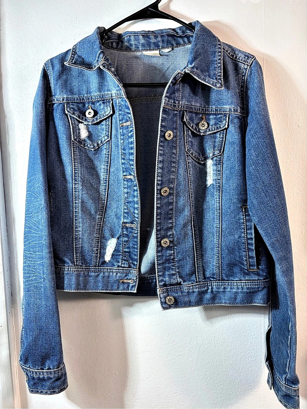 Mudd Distressed Denim Trucker Jacket Blue